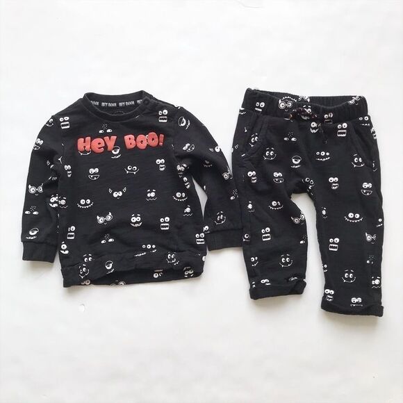 Baby Club HEY BOO sweatshirt/jogger set 80(fits like 12 months - Picture 1 of 5